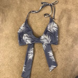 Blue Palm Leaf Print Top